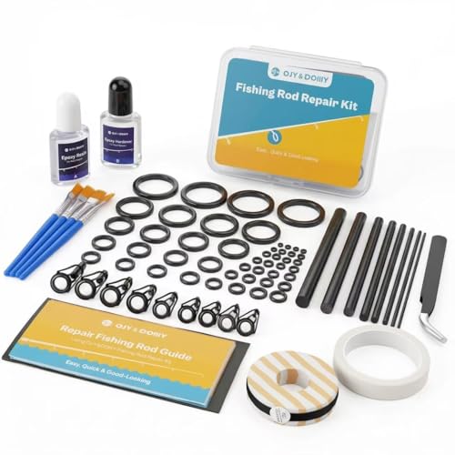 Fishing Rod Repair Kit,Fishing Pole Eyelet Ceramic Insert Eyes Repair with 52 Guide Rings and Supplies - color: 3 IN 1