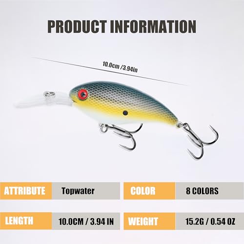 EXAURAFELIS Diving Crankbait Lures Fishing Gear Fishing Lure for Saltwater Freshwater swimbaitsfor Bass Trout Crappie Walleye Pike Bluegill Salmon Fishing Gifts for Fisherman