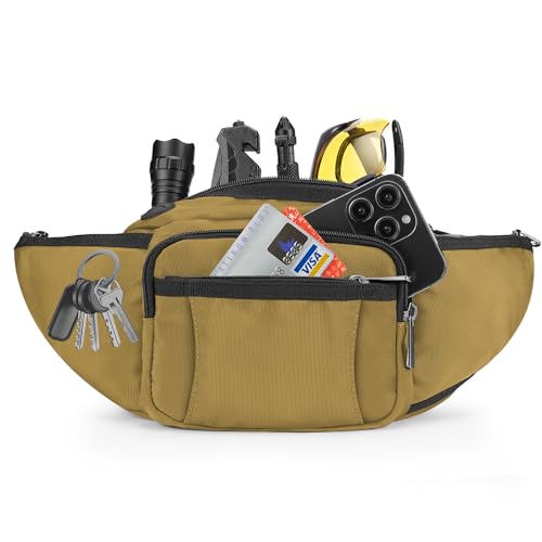 NOOLA Fanny Pack Waist Bag for Men Women, Lightweight Waist Pack with Water Bottle Holder, Adjustable Belt Bag with Multi-Pockets for Hiking, Dog Walking, Outdoor, Cycling, Running, Travel, Khaki - color: Khaki