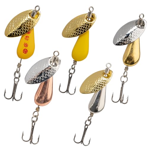 QualyQualy Trout Lures Fishing Spinnerbaits 5pcs Brass Hard Metal Spinner Trout Baits Fishing Lure for Perch Freshwater Saltwater Lake River - color: #A, size: 1/6 oz