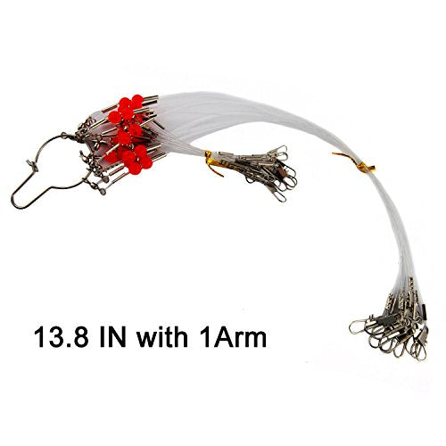Mono Fishing Leader Rigs with Swivel Snaps Saltwater Surf Fishing Bottom Rigs High Strength Drop Fishing Rig 1 Arm and 2 Arm Nylon Leader Wire Leader Rigging for Lures Bait Hooks - size: 13.8inch with 1 Arm