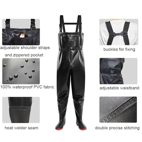 Chest Waders for Men Waterproof Fly Fishing Waders with Long Rubber Gloves, Insulated Duck Hunting Waders - size: 11