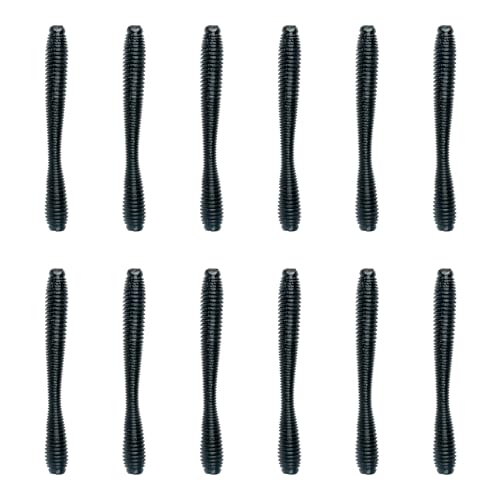6th Sense – Bounce Worm Bass Fishing Lure Soft Plastic Worm for Wacky Neko Drop Shot Texas Rig - color: Black, size: 3in. (12/pk)