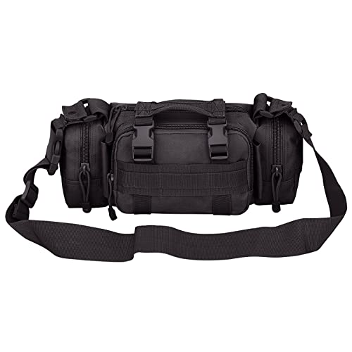 G4Free Fanny Deployment Tactical Waist Pack - Small Sling Pack Hand Carry Handlebar Bag - color: Black