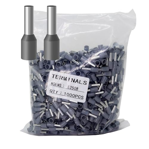 Fidioto AWG14 Wire Ferrules Terminals Kit, 1000pcs AWG14 Wire Insulated Cord Pin Ends Terminals for Electric, Industrial, Chemical Industry, Power Control System, etc. (Grey-1000PCS-14AWG) - color: Grey, size: 14AWG