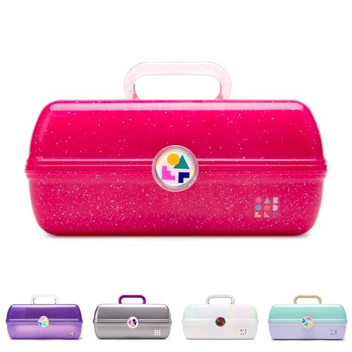 Caboodles On-The-Go Girl Makeup Box, Deep Pink Sparkle, Hard Plastic Makeup Organizer Box, Built-In Mirror, Secure Latch for Safe Travel, Spacious Storage for Large Items - color: Deep Pink Sparkle