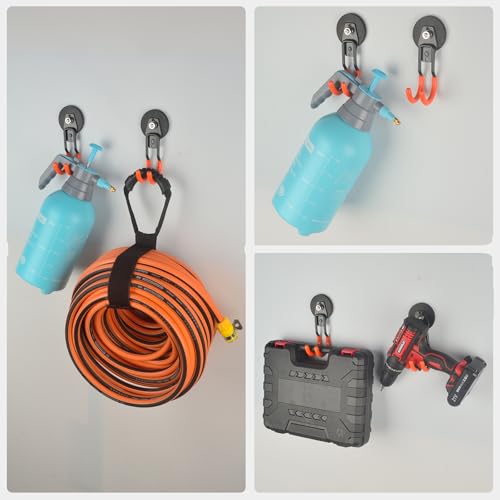 MUTUACTOR Updated Strong Magnet Hooks,20lbs Anti-Scratch Heavy Duty Magnetic Garage Hooks,2PCS Double Storage J-Hooks with Magnetic for Organizing Garden Hose Electric Cables Shovels - style: Updated 2.6in Magnet J Red Hooks 2PCS