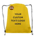 DISCOUNT PROMOS Custom Non-Woven Drawstring Backpacks Set of 10/50/100, Personalized Bulk Pack - color: Yellow, size: 10/50/100