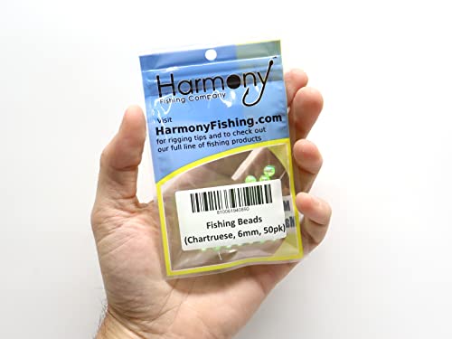 Harmony Fishing - Holographic Beads for Fishing Rigs, Baits & Lures (50 Pack) - style: Chartreuse, 6mm (50 Pack)