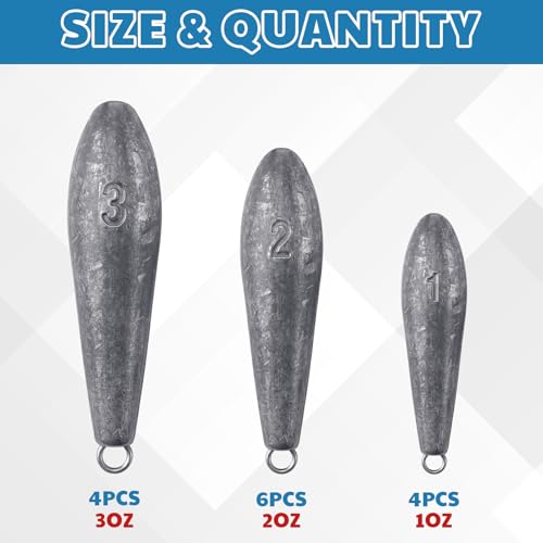19/21/42 Piece Snap Weight Kit Trolling System Include Trolling Weights Red Clips Bullet/Fish Shape Fishing Weights for Walleye Saltwater Freshwater Fishing