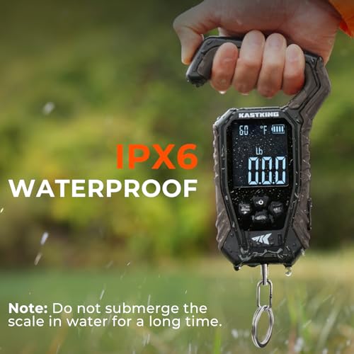 KastKing Weighmaster Mechanical-Digital Fishing Scale with Lip Gripper, 120 lb Capacity, 2.5" Backlit Display, High-Precision Sensor, 9 Weight Memory, Temperature Detection, IPX6 Waterproof - style: C: Black Combo