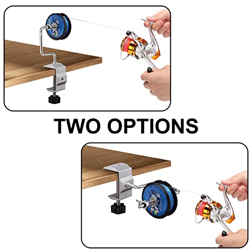 Fishing Portable Table Mount Line Spooler for Fising Spinning and Baitcasting Reels Adding Line，Fishing Line Spool Holder with Calmp and Tensioner -Winder & Spooling Accessories-A
