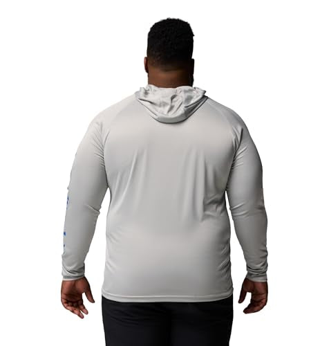 Columbia Men's Terminal Tackle Hoodie - color: Cool Grey Heather/Vivid Blue Logo, size: X-Small