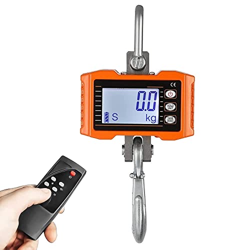 Crane Scale 1000KG 2200LBS Heavy Duty Hanging Scale Digital Crane Scale with Backlit LED Display for Farm Hunting Construction Factory Measuring Tool