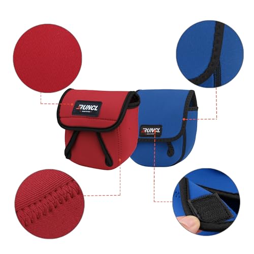 RUNCL Fishing Rod Sleeves & Reel Bags, Spinning/Casting Rod Socks & Spinning/Baitcasting Reel Covers - Protection Solution, Space Saver, Perfect Storage - Fishing Pole Sleeves & Reel Pouch (2 Pack) - color: Spinning Rod Sleeves*2pcs+Reel Bags*2pcs,(Red)