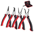 ARROW Snap Ring Pliers Set, 4-Piece Heavy Duty 7-Inch Internal/External Circlip Pliers with Straight & Bent Jaws, CR-V Steel, Spring-Loaded Precision C-Clip Removal Tool with Storage Pouch