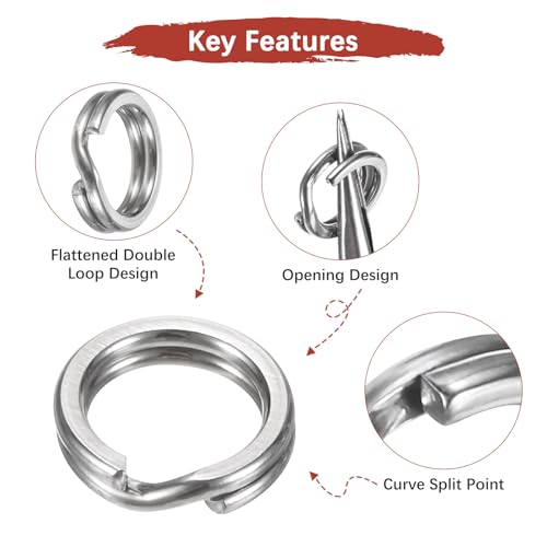 Split Rings Fishing [] - Stainless Steel Flattened Terminal Tackle Connector Lure Snap Split Ring Use for Freshwater Saltwater Loop - [] Tackle Hook Line Connector - size: 5# 33kg