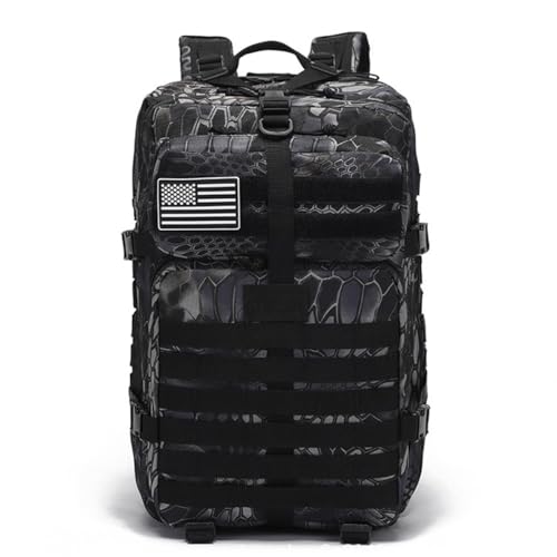 Tactical Backpack for Men, 45L Military Gym Backpacks, Large 3-Day Assault Pack Bug Out Bag MOLLE Daypack for Rucking Fishing Camping (Python camo) - color: Python Camo