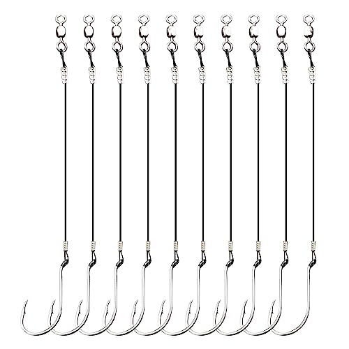 Circle Hooks Rigs,Steel Catfish Hook Rig,Octopus Fishing Hook with Leader,Fishing Circle Hook Wire for Saltwater Freshwater - size: 1/0-28pcs