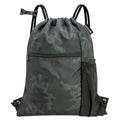 HOLYLUCK Men & Women Outdoor Sport Gym Sack Waterproof Drawstring Backpack Bag (Standard with drawstring, Black Camo) - color: Black Camo, style: Standard With Drawstring