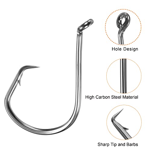 PATIKIL Fishing Circle Hooks, Carbon Steel Offset Hook with Barbs for Freshwater Saltwater - size: 45mm/1.77"
