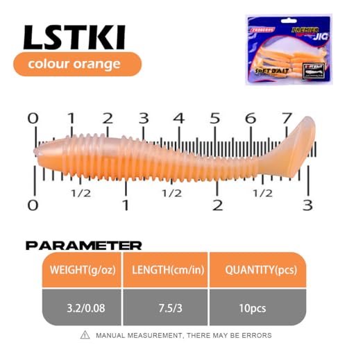 10 Pcs Paddle Tail Swimbaits Lures, 2 and 3 Inch Soft Plastic Fishing Lures Kit, Bass Fishing Lure Swim Baits with 6 Color, for Fishing Trout, Crappie, Bass, Redfish, Freshwater, Saltwater - color: Orange, size: 3 inch
