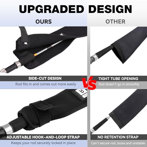 Booms Fishing Neoprene Rod Sleeve: Fishing Pole Sleeve - Protective Rod Socks with Hanging Loop & Adjustable Lanyard - RS8/9 Floating Pole Covers for Casting/Trolling, Spinning, Fly Rods - size: 68", style: Casting/Trolling