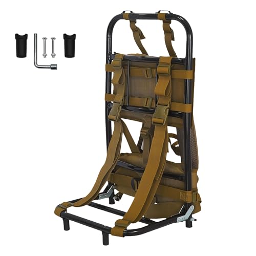 Foldable Aluminum Hunting Pack Frame, Lightweight External Frame Hiking Backpacks, Alice Pack, Hunting Backpack Frame for Travel, Outdoor, Khaki - color: Khaki