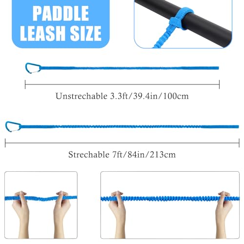 1/2/4 Pack Kayak Paddle Board Tether Leash Stretchable Strap Lanyard Rope, 3.3-7 Feet with Carabiner for SUP Kayaking Boating Canoeing Fishing Pole Rod or Other Gear - color: Blue, size: 4pcs(3.3-7ft)