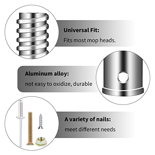 2 Pcs Threaded Tip Replacement,Ultra Threaded Tip Repair Kit Metal Threaded Handle Tips for 1" Wood or Metal Poles Handle Replacement Extension Pole Adapter for Mop,Broom,Household Cleaning Tools