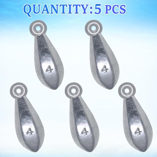 Fishing Weights Sinkers Bank Fishing Lead Sinkers Bullet Fishing Weights Ocean Saltwater Surf Fishing Gear Fishing Assortment 1oz 2oz 3oz 4oz - style: 4oz-5pcs
