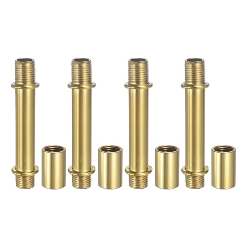 PATIKIL Straight Pipe Lamp Stems Rod Kit, 4 Set M10 Carbon Steel 60mm(2.36") Long Double End Thread Rod with Coupling Nuts Sleeve Connector for Table Lamps Chandeliers,Copper - color: Copper, size: 60mm(2.36")