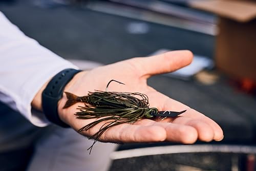 Berkley Slobberknocker and Power Stinger Kit, Green Pumpkin, 1/2 oz., Innovative Design Drives Consistent Vibration Through Entire Trailer, Jig and Swimbait for Bass Fishing, Fusion19 Hook