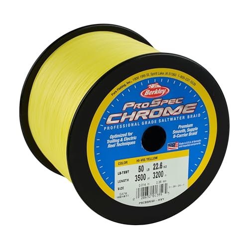 Berkley ProSpec Chrome Braid Fishing Line, Suitable for Saltwater Environments - color: Hi-Vis Yellow, size: 20lb - 3500yd