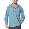 Mens Sun Protection Hiking Fishing Safari Shirts with Hood Long Sleeve Outdoor Quick Dry Shirts Hoodie - color: 5105 Blue, size: Small