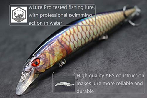 Minnow Crankbait for Bass Fishing Bass Lure Jerkbait Fishing Lures and Tackle Box - color: HM401KB