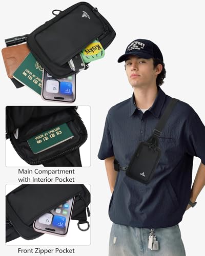 Peicees Small Crossbody Sling Bag Chest Bag Dual Pocket Water Resistant Fanny Pack Running Phone Holder for Men Women Workout Travelling, Blue - color: Blue