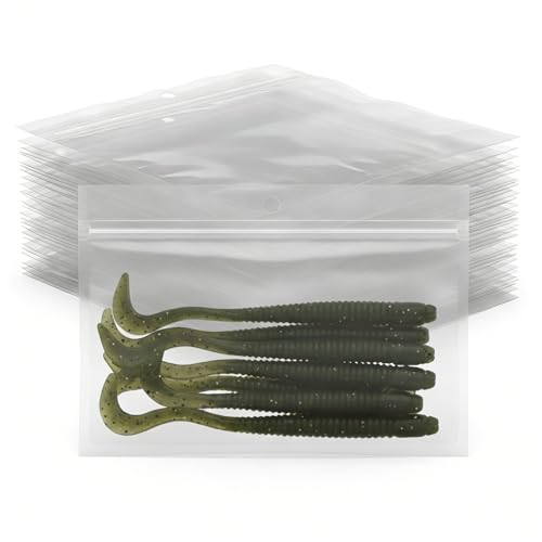 100 Pack Soft Plastic Baits Bags 7.5"x5.5" | Heavy-Duty Clear Lock Zipper Lure Packaging Bags - Leakproof Double-Sealed Zipper Storage for Soft Plastic Lures & Fishing Gear | Multiple Sizes - size: 7.5" x 5.5"