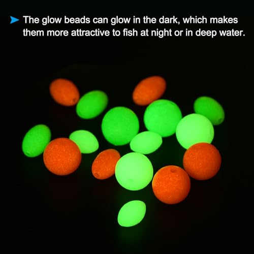 PATIKIL Glow Fishing Beads Soft Plastic Oval Rubber Luminous Fishing Bait Eggs Rig Bead Tackle Lures Accessories with Storage Box - color: White, size: 10x7mm
