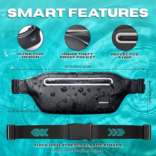 Drench 2-Pack 100% Waterproof Fanny Pack – IPX8 Submersible Dry Bag Waist Pouch & Waterproof Phone Case for Swimming, Boating, Kayaking, SUP & Snorkeling – Underwater Floating Belt Bag Set, Black - color: Black 2 Pack