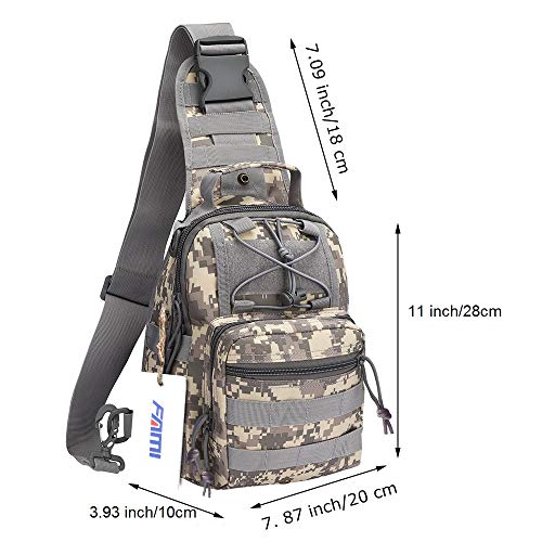 FAMI Outdoor Tactical Bag Backpack, Military Sport Bag Pack Sling Shoulder Backpack Tactical Satchel for Every Day Carry (ACU) - color: Acu