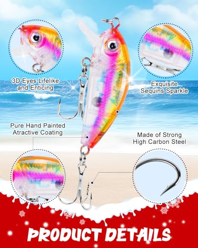 UCEC Advent Calendar 2026 Fishing Advent Calendar Fishing Gifts for Men Teens Boys 24 Days Christmas Countdown Calendar Fishing Tackle Lures Gifts