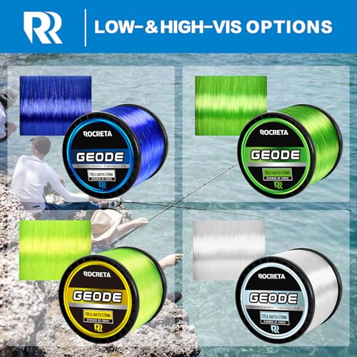 Geode Monofilament Fishing Line - Premium Resistant Nylon Mono Fishing Line 3-100lb - Superior Freshwater & Saltwater Mono Leader Materials 500/1200/2400yds - color: BLUE, size: 10LB(2400YDS)