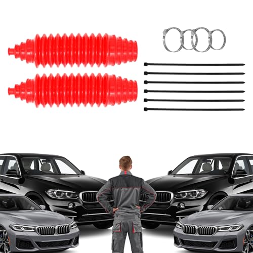Steering Rack and Pinion Boot Kit, Universal Silicone Bellow Steering Rack Guide Kit with 6 Cable Ties & 4 Clamps, Auto Inner Tie Rod Boot 103-3070 Bellow Car Boots Accessories（Red) - color: Red
