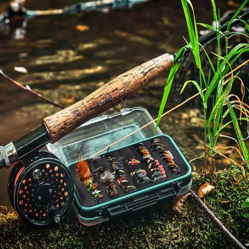 Pickmesh 7 Pcs Fly Fishing Tools Kit and Accessories, Fly Fishing Box, Fly Fishing Tippet Spool Holder, Fly Fishing Nipper, 2 Fishing Zinger Retractor, Fly Fishing Forceps and Fishing Lanyard