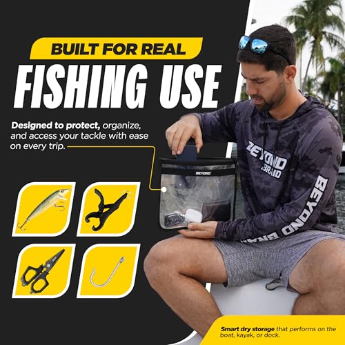 Beyond Fishing DryVault Tackle Storage Bag – Soft Plastic Bait Storage, Fishing Tackle See Through Bait Bag, Water-Resistant, Durable & Transparent Soft Bait Organizer for Easy Gear Access - size: Large - 2 Pack (H 12" L 16")