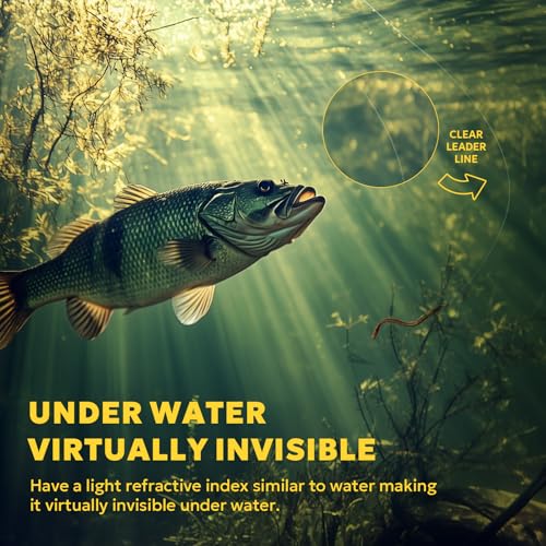 SF 100% Pure Fluorocarbon Leader Material Fishing Line Virtually Invisible Shock Resistant Increased Sensitivity Sink Fast Clear 55yd - color: Transparent, size: 55yd-8LB