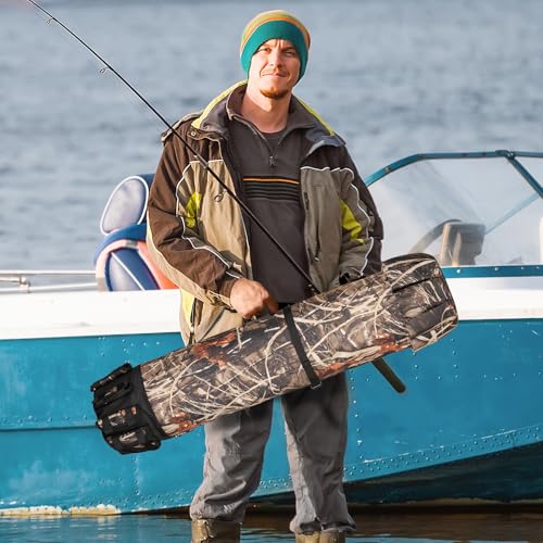 Fishing Rod Bag Fishing Rod Case, Durable Folding 900D Oxford Fabric Portable Large Capacity Waterproof, Fishing Gifts for Men Boys - color: Camouflage