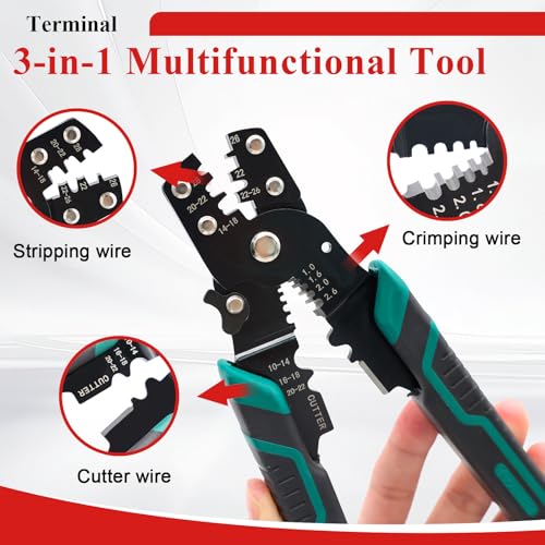 Tnisesm 1530Pcs Ultimate Heat Shrink Wire Connectors with Wire Cutter Stripper Waterproof Electrical Spade Connectors kit, Insulated Crimp Ring Fork Spade Terminal T-Tap Solder Butt Splice Connectors
