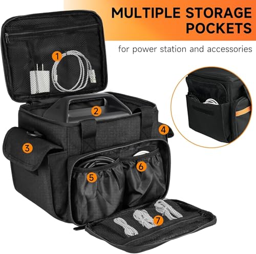 Carrying Case Compatible with Jackery Explorer 240/300/160/GOLABS R300/Anker 521 Portable Power Station,Waterproof Travel Storage Bag with Multiple Pockets for Charging Cable and Accessories(Bag Only) | Portable Power Station Travel Bag Fits for Jackery E